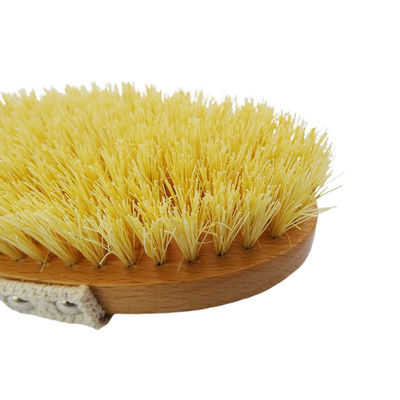 Massage Function Yellow Dry Wet Body Brush Soft Bristles Natural Exfoliation Dead Skin Smooth Cellulite Slow Down Aging Stimulate Lymph and Blood Flow