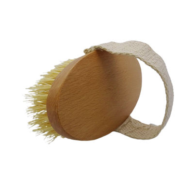 Massage Function Yellow Dry Wet Body Brush Soft Bristles Natural Exfoliation Dead Skin Smooth Cellulite Slow Down Aging Stimulate Lymph and Blood Flow