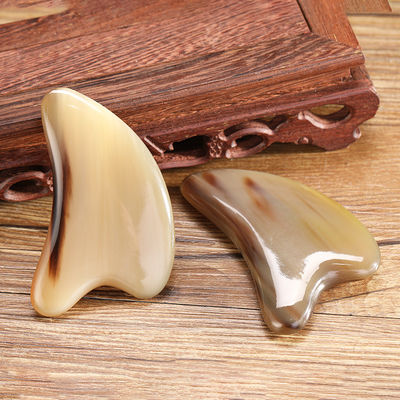 Facial Beauty Gua Sha Tool Bull Horn Heart-shaped Scraping Board for Body Skin Care and Acupuncture Stick