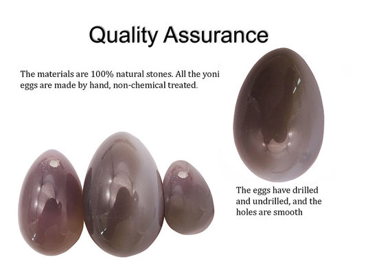 Yoni Eggs Set Healing Polished Grey Agate Egg Kaigl Vagina Dumbbell Yoni Massage Stones 3 Sizes for Intimate Wellness