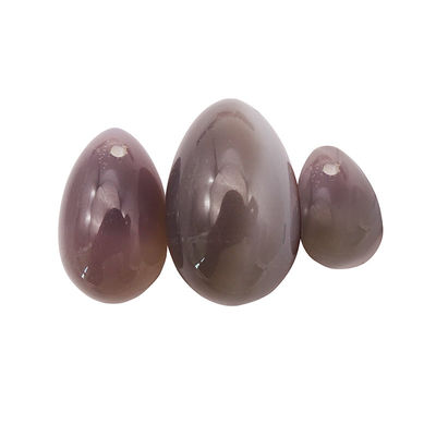 Yoni Eggs Set Healing Polished Grey Agate Egg Kaigl Vagina Dumbbell Yoni Massage Stones 3 Sizes for Intimate Wellness