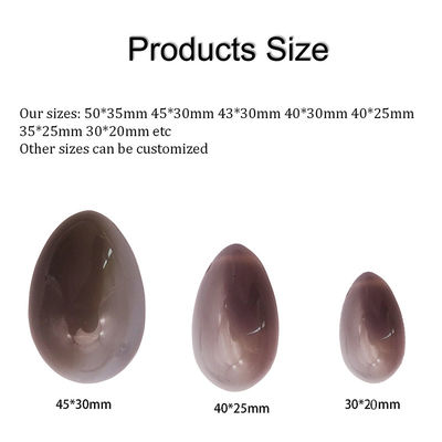 Polished Folk Art Grey Agate Stone Eggs Yoni Egg Set for Women Kegel Style Polished