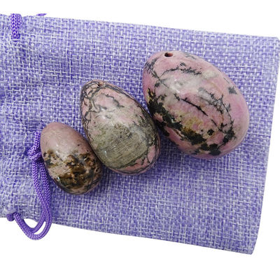 Kegel Exercise Gemstones Hot Jade Rhodonite Palm Stone Yoni Eggs for Women Pelvic Muscle Training in 3 Sizes