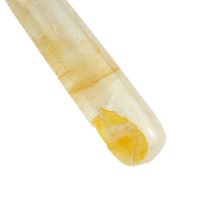 128*58mm Yellow Citrine Roller Real Natural Stone Facial Massager Ice Face Roller Welded Smooth Massage Area