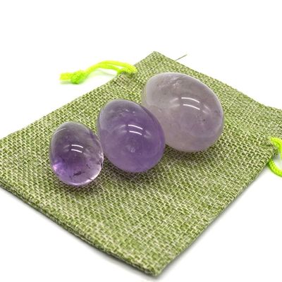 OEM Accepted Carved Yoni Eggs for Vaginal Exercise Natural Drilled Amethyst Jade Eggs