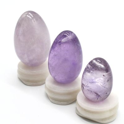 OEM Accepted Carved Yoni Eggs for Vaginal Exercise Natural Drilled Amethyst Jade Eggs