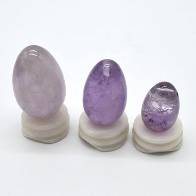 OEM Accepted Carved Yoni Eggs for Vaginal Exercise Natural Drilled Amethyst Jade Eggs