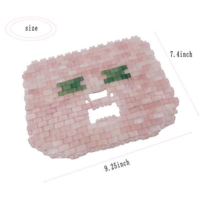 Eye Massage Area 7.4*9.25inch Rose Quartz Jade Mask Natural Stone Face Massager for Sleep Mask