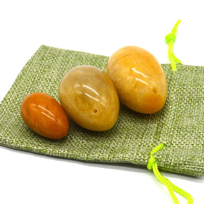 Regional Feature Yellow Jade Eggs Kegel Exercise Semi Precious Stone Eggs For Love Theme