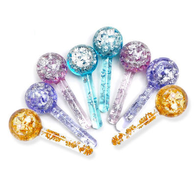 Borosilicate Glass 24K Gold Foil Ice Globes for Facial Massager to Reduce Puffiness Inflammation and Bags Under Eyes