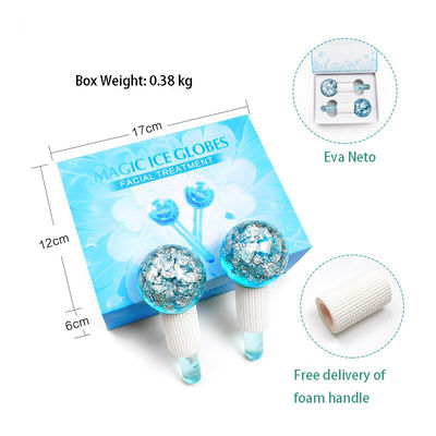 Borosilicate Glass 24K Gold Foil Ice Globes for Facial Massager to Reduce Puffiness Inflammation and Bags Under Eyes