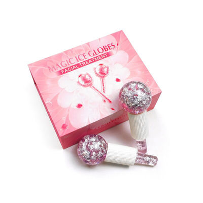 Borosilicate Glass 24K Gold Foil Ice Globes for Facial Massager to Reduce Puffiness Inflammation and Bags Under Eyes