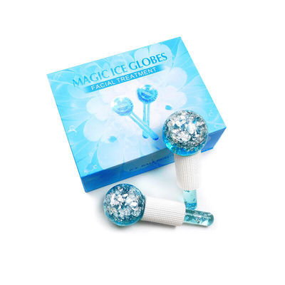 Borosilicate Glass 24K Gold Foil Ice Globes for Facial Massager to Reduce Puffiness Inflammation and Bags Under Eyes