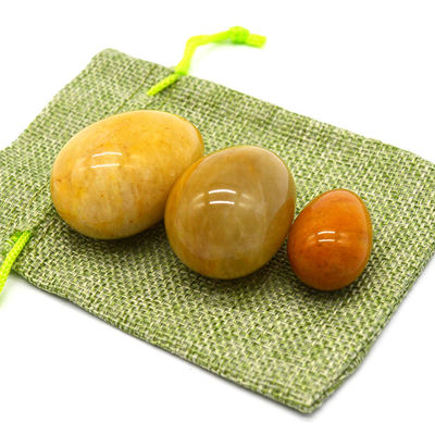 Vaginal Tightening with Natural Yellow Jade Eggs Kegel Exercise Tool 45*30/40x30/x20mm