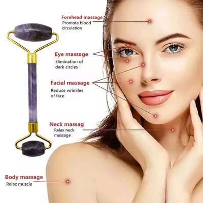 Amethyst Jade Roller Guasha Face Skin Care Tools Small Eye Roller for Eyes Face Gua Sha Massager for Women Facial Roller Self Care Gifts