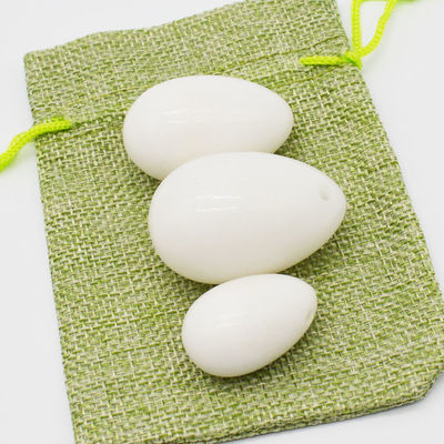 Regional Feature White Jade Eggs for Kegel Weight Polished Marble and Stone Eggs in Folk Art Style