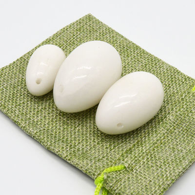 Regional Feature White Jade Eggs for Kegel Weight Polished Marble and Stone Eggs in Folk Art Style
