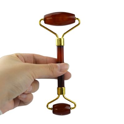 Customized Logo Availabled 100% Authentic Natural Carnelian Jade Guasha Roller Massage Anti aging Face Gua Sha Roller