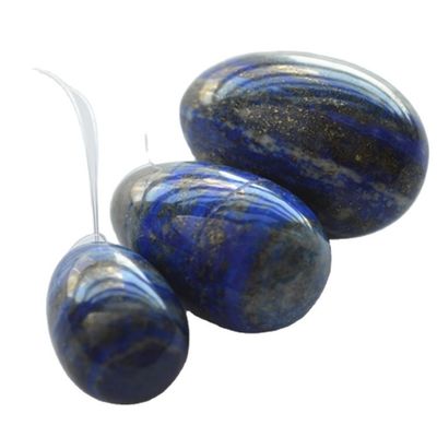 Set of 3 Lapis Lazuli Stone Eggs Natural Kegel Exercise Eggs Gemstone Jade Yoni Eggs Drilled or Undrilled 3 Sizes Made