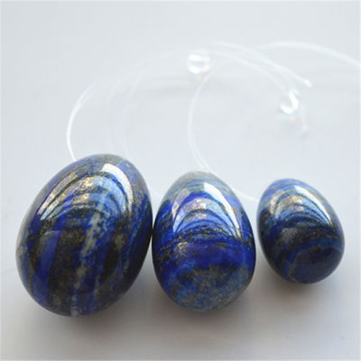Set of 3 Lapis Lazuli Stone Eggs Natural Kegel Exercise Eggs Gemstone Jade Yoni Eggs Drilled or Undrilled 3 Sizes Made