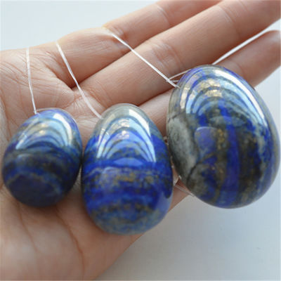 Set of 3 Lapis Lazuli Stone Eggs Natural Kegel Exercise Eggs Gemstone Jade Yoni Eggs Drilled or Undrilled 3 Sizes Made