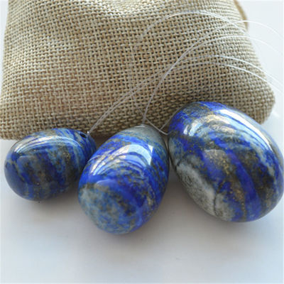 Set of 3 Lapis Lazuli Stone Eggs Natural Kegel Exercise Eggs Gemstone Jade Yoni Eggs Drilled or Undrilled 3 Sizes Made
