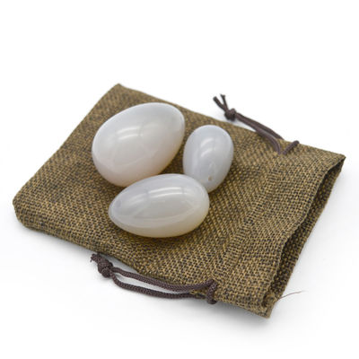 Craft Hole Drilling Yonie Eggs for Vaginal Tightening Middle Size 40*25mm Natural Agate Material