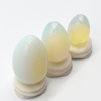 Engraved Opalite Yoni Egg for Meditation and Magic Polished Gemstone Magic Opal Quartz
