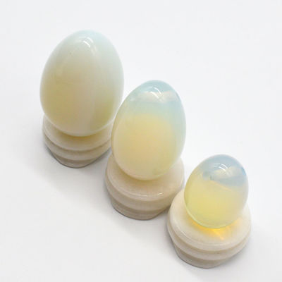 Engraved Opalite Yoni Egg for Meditation and Magic Polished Gemstone Magic Opal Quartz