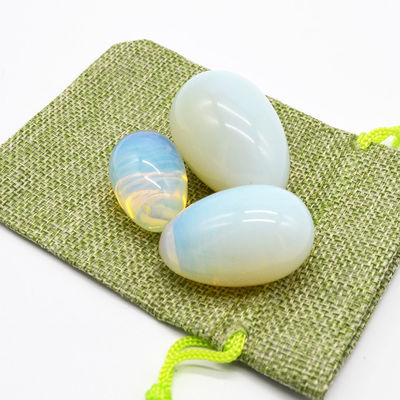 Engraved Opalite Yoni Egg for Meditation and Magic Polished Gemstone Magic Opal Quartz