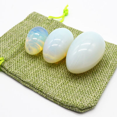 Engraved Opalite Yoni Egg for Meditation and Magic Polished Gemstone Magic Opal Quartz