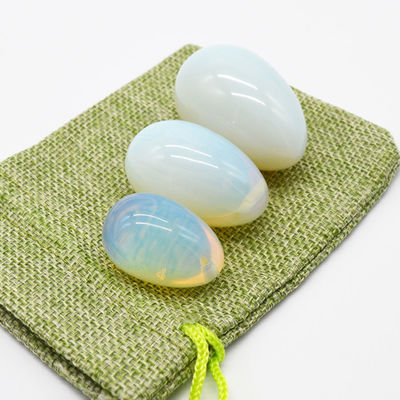 Engraved Opalite Yoni Egg for Meditation and Magic Polished Gemstone Magic Opal Quartz