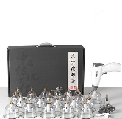 Massage Tools Traditional Chinese 24pcs Cups Anti Cellulite Electric Cupping Set Vacuum Gua Sha Cupping Therapy with Pump Gun Extension Tube