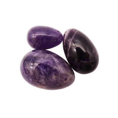 Gemstone Carving Type Natural Amethyst Crystal Egg Set Of 3PCS Hand Carved Kegel Jade Eggs For Women Empowerment