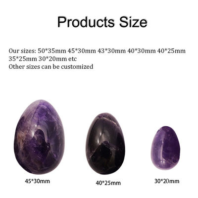 Gemstone Carving Type Natural Amethyst Crystal Egg Set Of 3PCS Hand Carved Kegel Jade Eggs For Women Empowerment