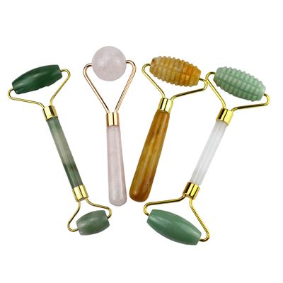 Face Massage Equipment Green Aventurine Gua Sha Jade Roller Stone Guasha Roller for Facial Massager
