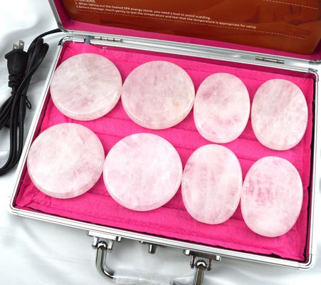Body Massage Clear Quartz Stone Gua Sha 8pcs Guasha Set with Heating Box Heat Massage Energy Stones