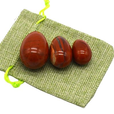 Red Jasper Carved Drilled Jade Eggs Natural Yoni Eggs Set for Women's Physiological Health OEM Approved