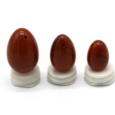 Red Jasper Carved Drilled Jade Eggs Natural Yoni Eggs Set for Women's Physiological Health OEM Approved