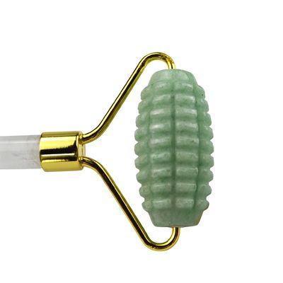 Custom Logo Green Aventurine Facial Jade Roller Gua Sha Tools Crystal Handle Massager for Face Eye Neck Massage in 2024