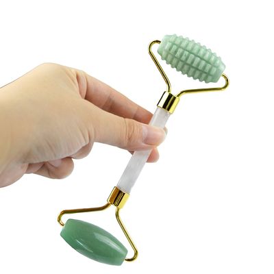 Custom Logo Green Aventurine Facial Jade Roller Gua Sha Tools Crystal Handle Massager for Face Eye Neck Massage in 2024
