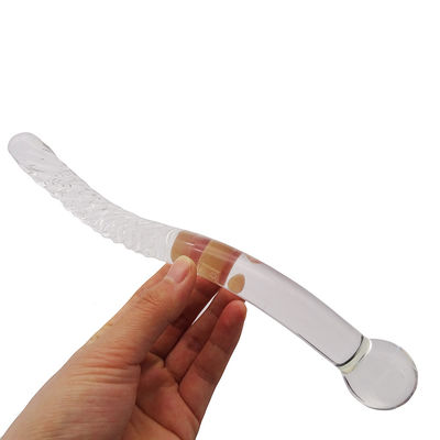 Carved Technique 250mm Crystal Glass Dildo Massage Wand for Women Yoni Wand Stick Feng Shui Style Customized Logo