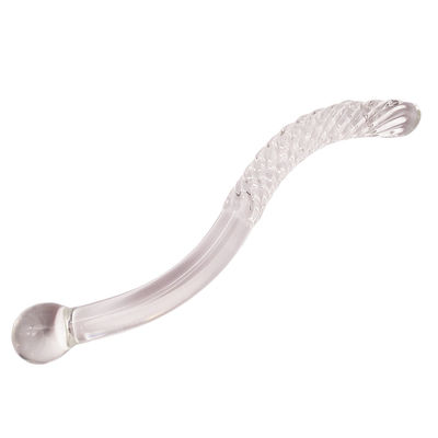 Carved Technique 250mm Crystal Glass Dildo Massage Wand for Women Yoni Wand Stick Feng Shui Style Customized Logo