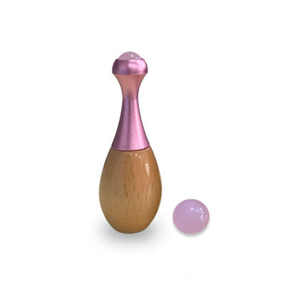 Wooden Handle Jade Massage Roller Facial Gua Sha Massage Stick and Eye Care Tools for Promoting Eye Cream Absorption