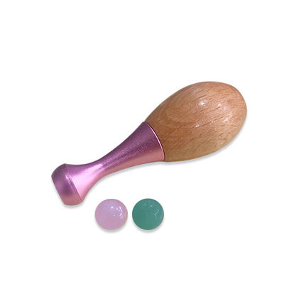 Wooden Handle Jade Massage Roller Facial Gua Sha Massage Stick and Eye Care Tools for Promoting Eye Cream Absorption