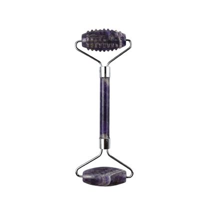 100% Genuine Natural Anti Aging Guasha Massage Custom Amethyst Derma Face Stone Ball Gua Sha Roller Massager with Logo