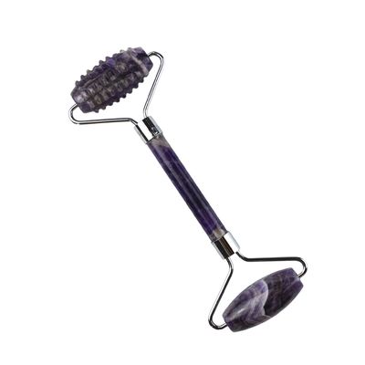 100% Genuine Natural Anti Aging Guasha Massage Custom Amethyst Derma Face Stone Ball Gua Sha Roller Massager with Logo