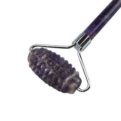 100% Genuine Natural Anti Aging Guasha Massage Custom Amethyst Derma Face Stone Ball Gua Sha Roller Massager with Logo