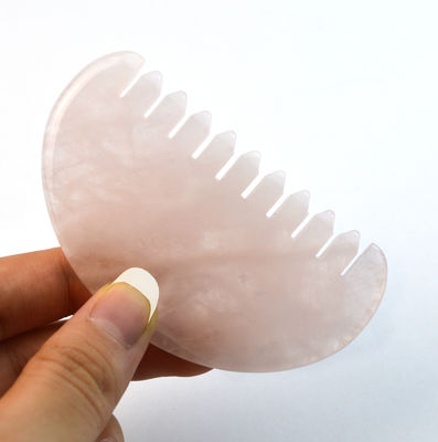 Facial Massager Natural Rose Quartz Jade Hair Comb Gua Sha Tools Jade Scalp Massager For Head Massage Therapy Relieve Scalp Tension