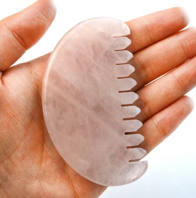 Facial Massager Natural Rose Quartz Jade Hair Comb Gua Sha Tools Jade Scalp Massager For Head Massage Therapy Relieve Scalp Tension